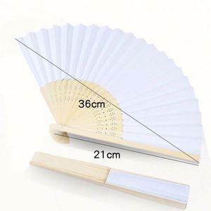 Abanico de Papel Blanco con Logotipo Personalizado, Abanico Plegable de Bambú, Abanico de Mano con Impresión, Abanico de Tela de Bambú para Bodas y Fiestas - Product Image 2