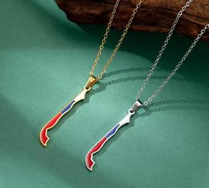 Vente en gros de colliers émaillés pendentif carte drapeau du Chili pour femmes et hommes en acier inoxydable bijoux de charme patriotique de la république du Chili cadeau - Product Image 2