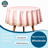 Nappe ronde jetable en papier PE à pois rose doré pour mariage, anniversaire, traiteur - Vente en gros