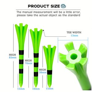 Tees de golf en plastique à faible résistance de 83 mm avec design à 5 branches rayées - Accessoires de golf promotionnels durables en gros pour logos personnalisés - Product Image 2