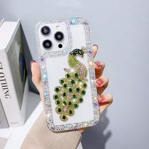 Luxe Bling Bling Diamant Paon Téléphone Cas Couverture Mobile pour iPhone 15 14 12 11 XR XS Max 8 7 Samsung S24 S23 A14 A54 - Product Image 3