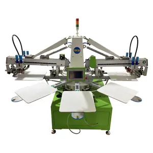 NEW Style Double color 8 station Automatic screen printing machine for t-shirt bags fabric leather that change plate quickly