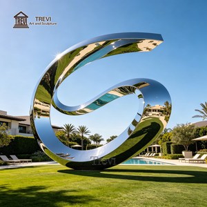 Escultura de acero inoxidable pulido espejo TREVI |   Estatua Abstracta con Forma de Cinta en Espiral para Decoración de Jardín y Exteriores - Product Image 2