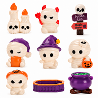 Figurines en résine miniatures d'Halloween en gros, adorables décorations de momie et de citrouille pour maisons de poupées, miniatures de micro-paysages, décoration DIY