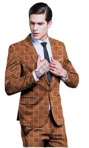 Chaqueta marrón, pantalones, traje de sarga para hombre, abrigo, talla de Color personalizada, conjunto de 2 piezas de Jacquard 3D, chaqueta, pantalones, ropa de boda - Product Image 3