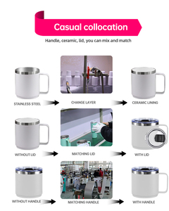 Kustom 10oz & 14oz terisolasi dinding ganda baja nirkarat Mug perjalanan Kemah Tumbler berkemah dengan pegangan tutup termos termos vakum