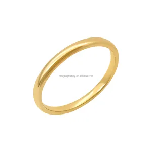Prezzo economico Hollow Light Weight 14K Real Gold Rings gioielli ad anello impilabili in oro 14K dal design semplice