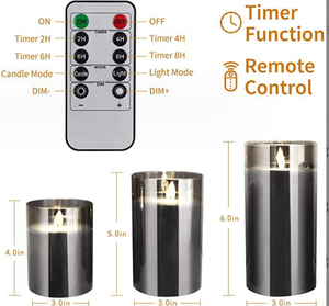 Juego de 3 piezas de decoración navideña y accesorios de ambiente con velas electrónicas LED de control remoto y velas sin humo - Product Image 2