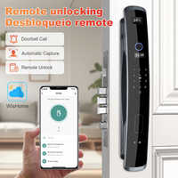 Serrure intelligente ONLENSE à reconnaissance faciale et empreinte digitale en bois et acier, application Tuya, Wi-Fi, sécurité de niveau C, alliage d'aluminium, batterie lithium-ion, Cloud