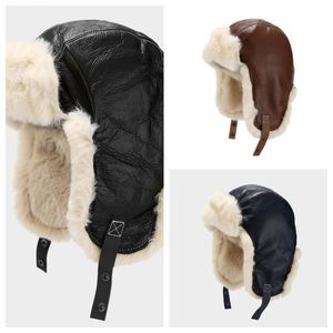 Nuevo Gorro de Invierno 2024 de Cuero para Hombre y Mujer, Gorro de Trapper con Forro de Peluche Grueso y Cálido, Protección para los Oídos, Gorros de Invierno Personalizados - Product Image 2