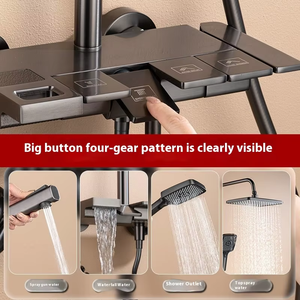 Robinet thermostatique à quatre sorties d'eau, design touches de piano, grande étagère, corps en laiton poli, jet doux pour appartement - Product Image 2