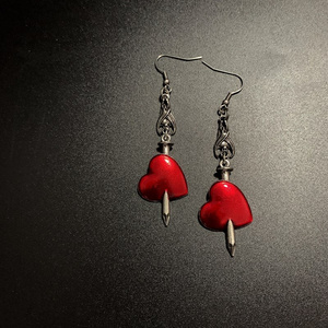 Gothic Rock Nightclub <span class=keywords><strong>Heart</strong></span> Rose Butterfly Pendientes para mujer Girl Y2K Cross Dangle Pendientes - Product Image 2