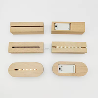 Vente en gros de veilleuse LED Stonelamp Holder Base de lampe Logo personnalisé en bois USB Décoration en bois Souvenir Modern Wood Crafts Beech