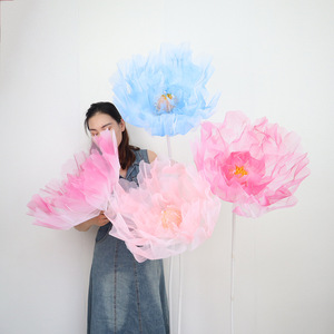 Grandi simulate di peonie fiori di nozze artificiali composizioni floreali di garza per la guida stradale vetrine di san valentino - Product Image 1