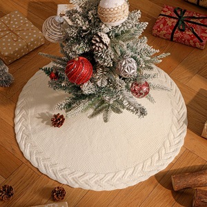 Jupe de sapin de Noël en tricot torsadé blanc crème, motif chevron texturé, en <span class=keywords><strong>acrylique</strong></span>, style ferme, pour base de sapin de Noël, 24/36/48 pouces - Product Image 3