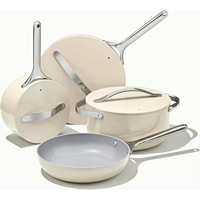 Ensemble de 7 ustensiles de cuisine en aluminium avec revêtement antiadhésif en céramique, couleurs personnalisées, haute qualité, vente en gros, avec poignées en acier inoxydable