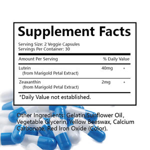 Özel etiket bitkisel Lutein zeaksantin kapsül takviyesi antioksidan yetişkin göz koruması 60 kapsül 24 aylık raf ömrü OEM - Product Image 2