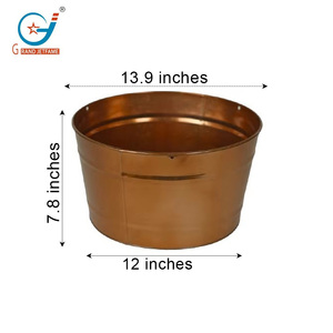 Vente en gros de pots à fleurs suspendus en cuivre galvanisé écologiques de 14 pouces de diamètre et de 4,4 gallons, en métal galvanisé pour la cour - Product Image 2