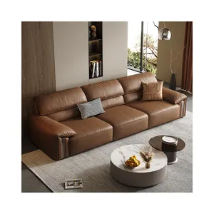 Divano da soggiorno minimalista italiano retrò semplice e moderno in pelle nera Villa piccolo divano