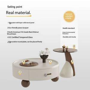 <span class=keywords><strong>Table</strong></span> basse ronde élégante avec tiroir, meubles de salon, bois de qualité E0 et laque piano, <span class=keywords><strong>table</strong></span> basse idéale pour les salons - Product Image 4
