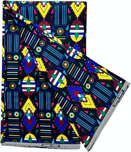 Фабричный Африканский батик, двухсторонний полиэстер, ткань с геометрическим принтом для одежды