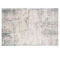 Tapis persan vintage gris-bleu à motifs floraux, effet vieilli, lavable, antidérapant, en polyester, hauteur de pile 9 mm, fin, rectangulaire