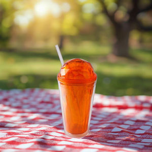 Vaso de Plástico Reutilizable para Jugo, Color Caramelo, con Tapa de Domo y Pajita, Libre de BPA - Product Image 4