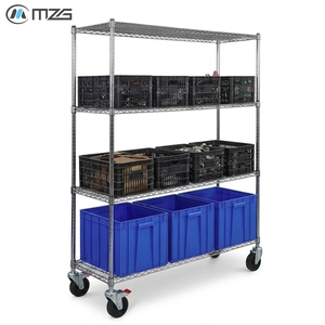 MZG ODM Factory Industrial Warehouse Parts Metal Heavy Duty Storage Organizer Rack <b>Wire</b> Shelving Systems with Wheel - Product Image 2