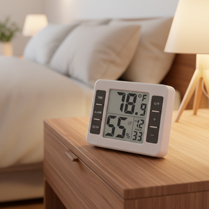 Dijital Mini İç Mekan Higrometre Termometre Sıcaklık Ölçer ve Nem Alarm Saati Özelleştirilmiş Logolu Ev Nem Ölçer - Product Image 1