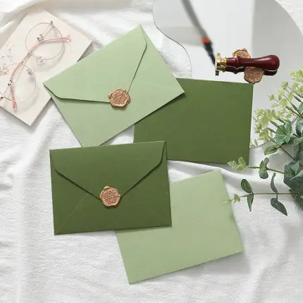 アクアグリーンビジネスVスタイル封筒結婚式招待状封筒