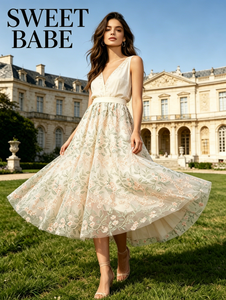 <b>SWEET</b> BABE Women Delicate Floral Design Midi Skirt High Waist Flowy Skirt Great For Vacation <b>Party</b> And Everyday Styling - Product Image 1