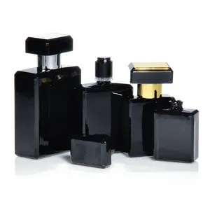 Wholesale Custom Unique Best Selling Vintage Design Empty 100ml Matte Black Square Glass Bottle Perfume Bottle