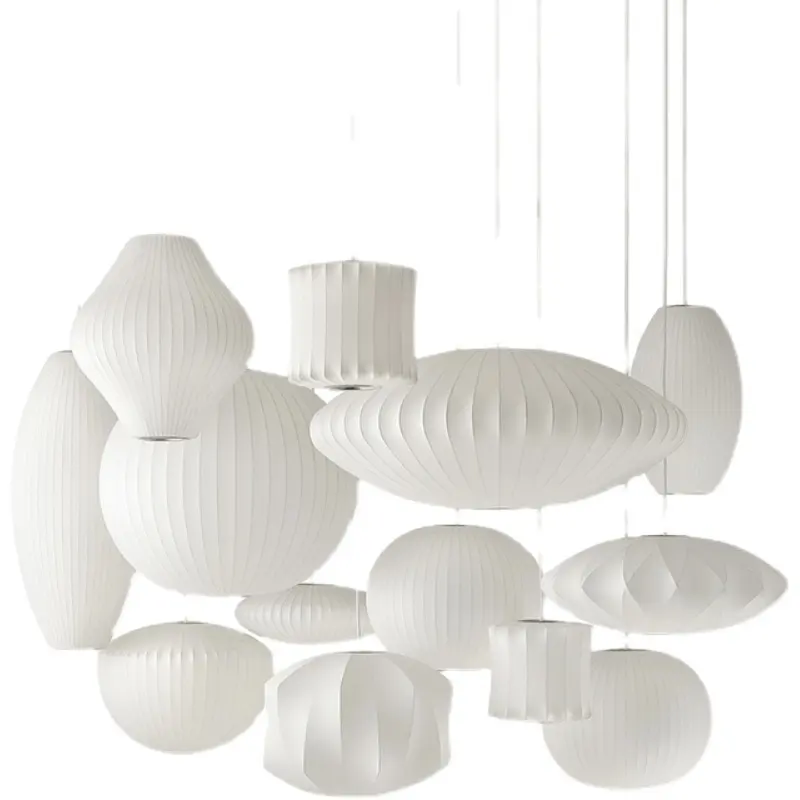 Chinese Lantaarn Design Offwhite Stof Ball Led E27 Ophanging Zijden Doek Kunst Hanglampen Voor Restaurant Leesruimte