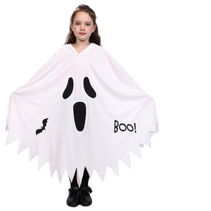 Glow in the Dark Ghost Skull <b>Cape</b> Halloween Costume <b>White</b> Face Cloak for Party Performance Stage Show - Product Image 1