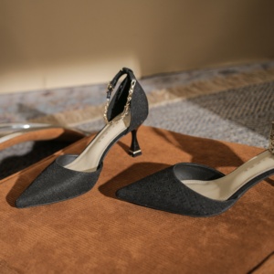 Zapatos de boda de lujo estilo gladiador con cordones y sin cordones, de tacón de cuña alto, con punta cuadrada, de satén y pedrería, Evergreen Club Outdoor - Product Image 4