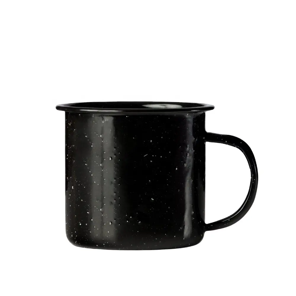 Tasse en émail coloré personnalisé avec points noirs tasse de camping feu tasse extérieure