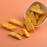 Guoyue Vacuüm Gevriesdroogde Mango Met Chocoladeplak Fd Mango Dobbelsteen Lyofilizovaan Fruitpoeder