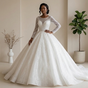 Vestido de bola de cristal de lujo vestido de novia escote Corazón de talla grande hecho a medida moderno princesa apliques vestido Lsbh07 - Product Image 1