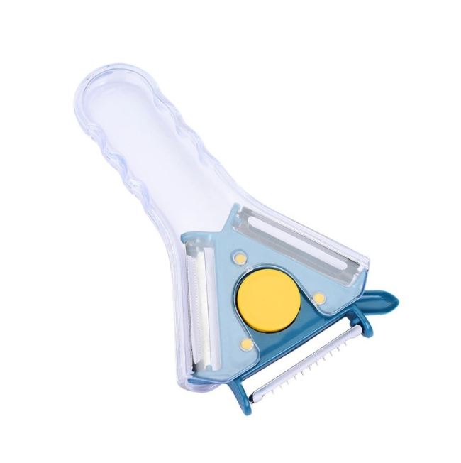 Botón azul y amarillo