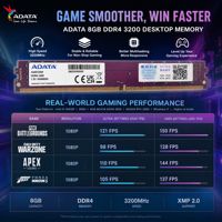 Mémoire de mise à niveau pour PC ADATA Premier 8 Go DDR4 3200 MHz UDIMM RAM pour ordinateur de bureau en stock