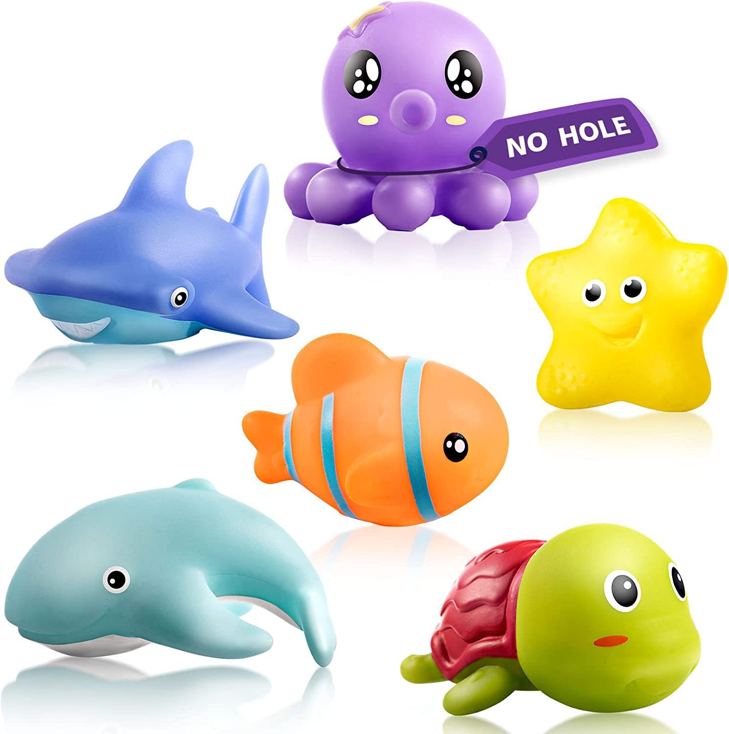 Pinowu Figurines d'animaux marins de l'océan (50 pièces), jouets de bain réalistes en caoutchouc vinyle, cadeau de fête et décoration de cupcakes