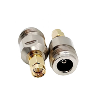 Adaptateur coaxial RF N femelle vers SMA mâle 50 Ohm, connecteur droit, contacts plaqués or, corps en alliage de cuivre pour test RF d'antenne