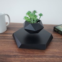 HCNT - Maceta Flotante Magnética de Levitación, Ecológica, Hexagonal, de Plástico ABS, Soporte para Plantas, Maceta Giratoria para Bonsái, Decoración para el Hogar
