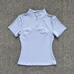 JK3639 vestes de gym zippées confortables <span class=keywords><strong>et</strong></span> souples avec logo personnalisé pour femmes pour le sport, manches courtes <span class=keywords><strong>et</strong></span> haut de yoga serré pour la course à pied - Product Image 2