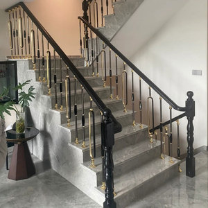 <span class=keywords><strong>Poteau</strong></span> de balustrade ovale creux en aluminium noir et or de luxe, balustre d'escalier fixé au sol à montage facile <span class=keywords><strong>pour</strong></span> balcon intérieur - Product Image 4
