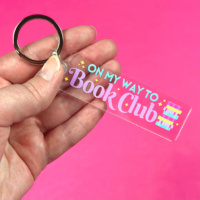 Porte-clés en acrylique pour club de lecture, cadeau pour les amoureux des livres, porte-clés personnalisé mignon, breloques en plastique acrylique imprimées sur mesure