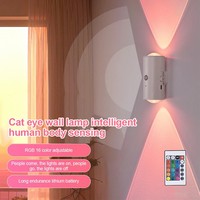 Veilleuse LED intelligente avec capteur de mouvement, rechargeable par USB, lampe d'ambiance à dégradé RVB pour chambre à coucher, bureau, placard, décoration murale