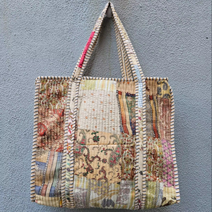 Wholesale Price Block Print Quilted Cotton Tote <b>Bag</b> for Women –Handmade Floral Shopper Grocery <b>Boho</b> Travel <b>Bags</b> for Women <b>Bags</b> - Product Image 1