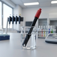 Probe Elektroda pH Laboratorium Kompensasi Suhu Otomatis Bola Kaca Konektor Mono BNC 3.5mm untuk Pengujian Air