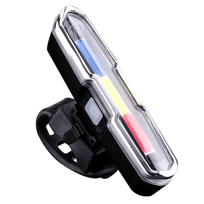 Fanale posteriore per bicicletta di ricarica USB Mountain Bike tricolore Night Riding Flash spia fanale posteriore per bicicletta dotato di Flash